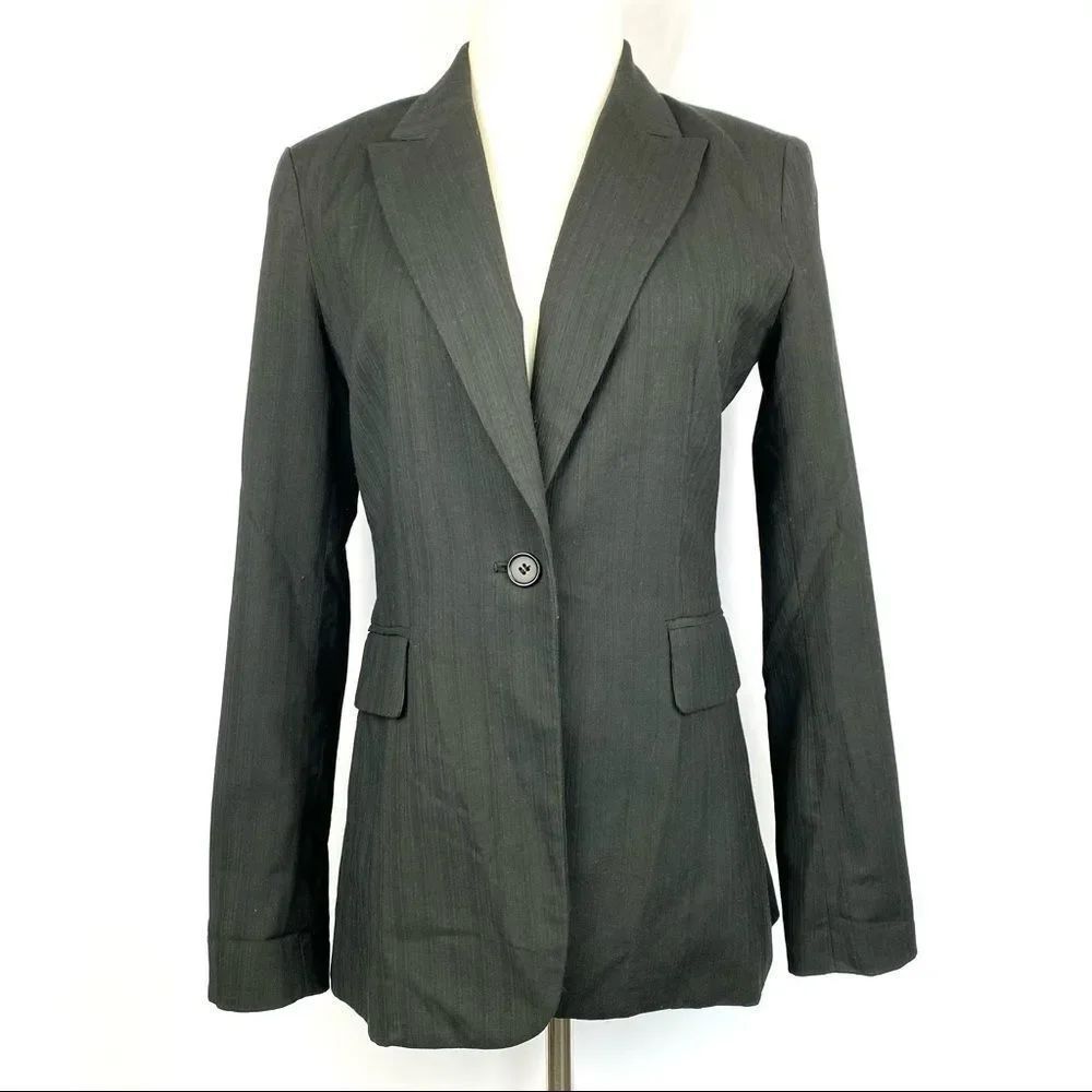 NEW YORK & CO Black Textured One Button Blazer